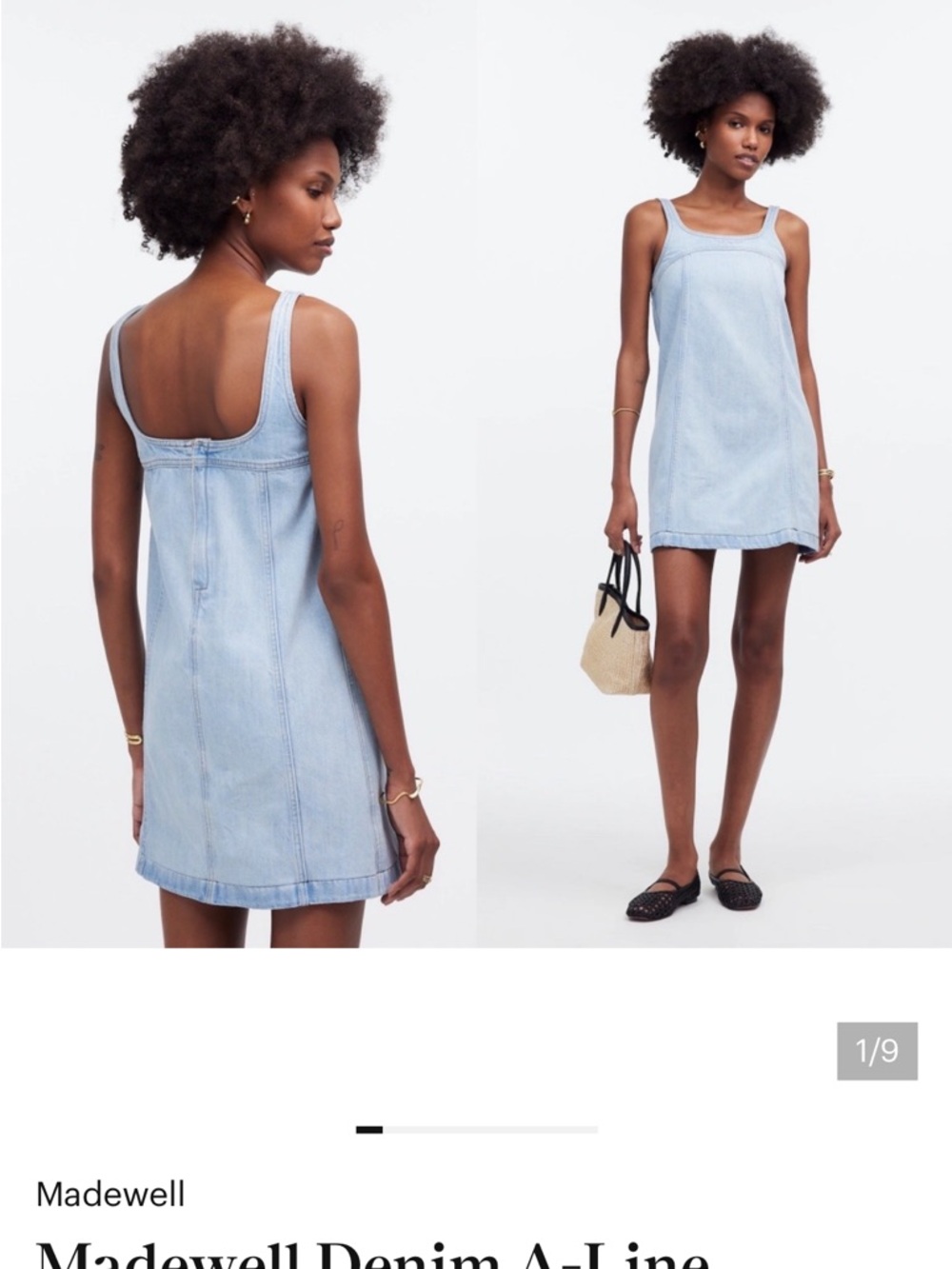Madewell Light Blue Denim Tank A-Line Mini Dress